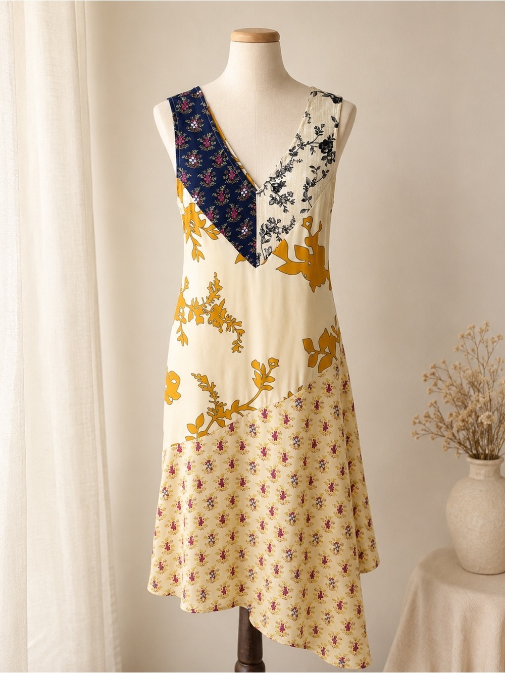 Plenty by Tracy Reese Patchwork Floral Asymmetrical Dress Size Small - Picture 2 of 6